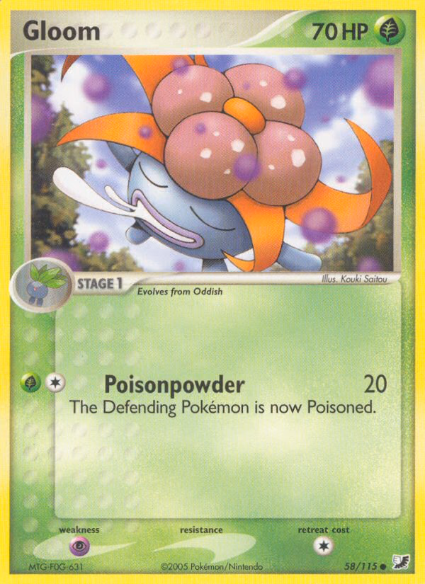 Gloom Pokemon card (58/115, Unseen Forces)
