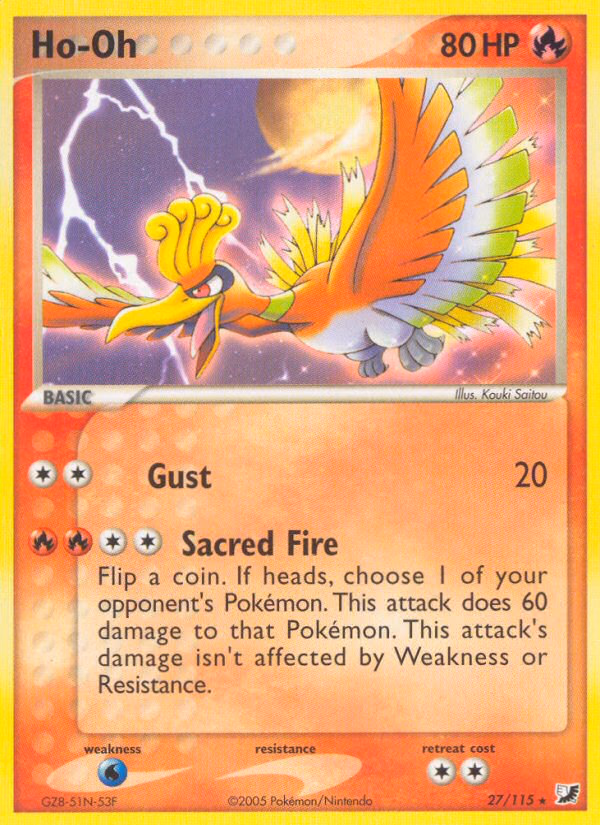 Ho-Oh Pokemon card (27/115, Unseen Forces)