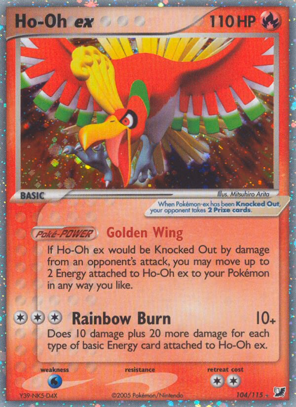 Ho-Oh ex Pokemon card (104/115, Unseen Forces)