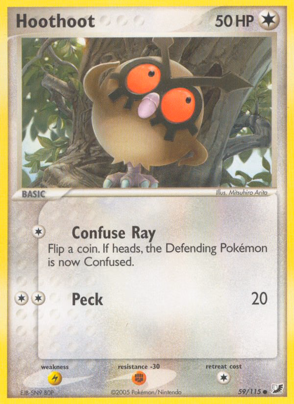 Hoothoot Pokemon card (59/115, Unseen Forces)