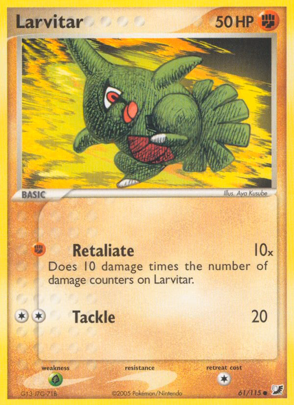 Larvitar Pokemon card (61/115, Unseen Forces)