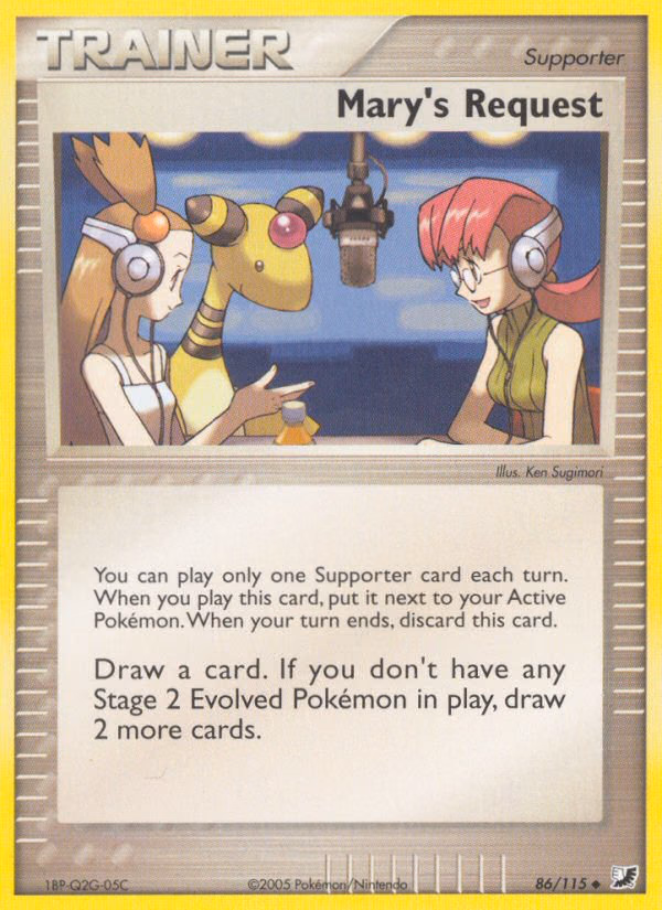 Mary's Request Pokemon card (86/115, Unseen Forces)