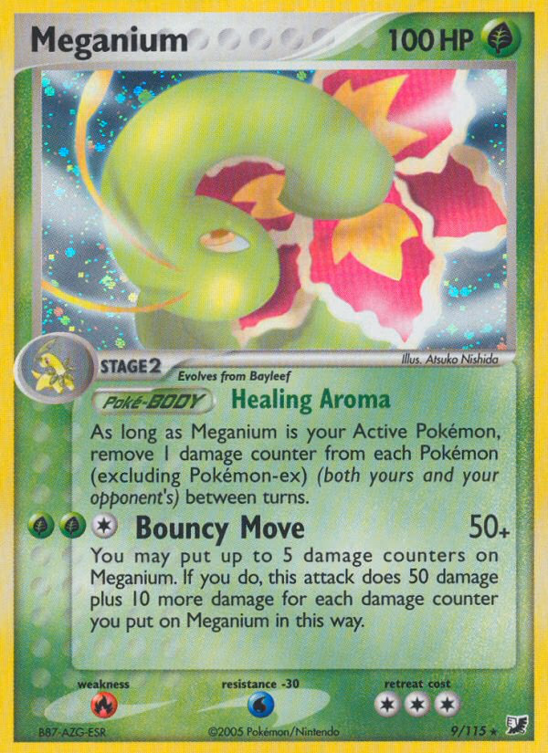 Meganium Pokemon card (9/115, Unseen Forces)