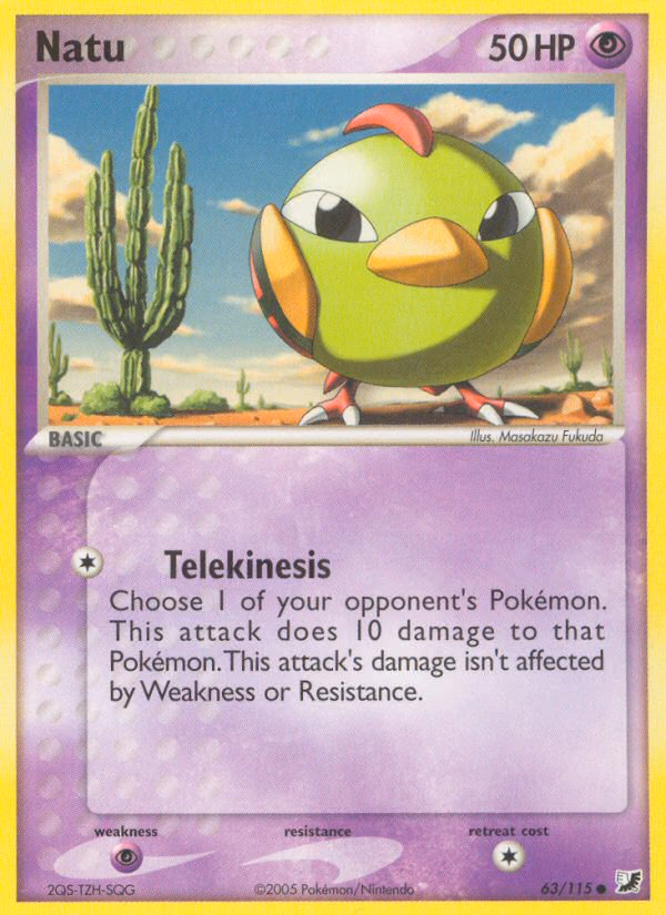 Natu Pokemon card (63/115, Unseen Forces)
