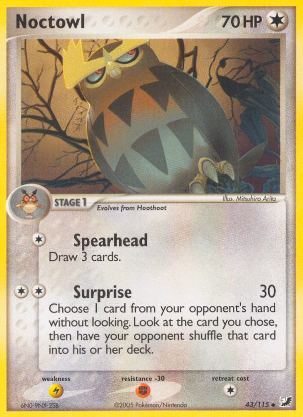 Noctowl Pokemon card (43/115, Unseen Forces)