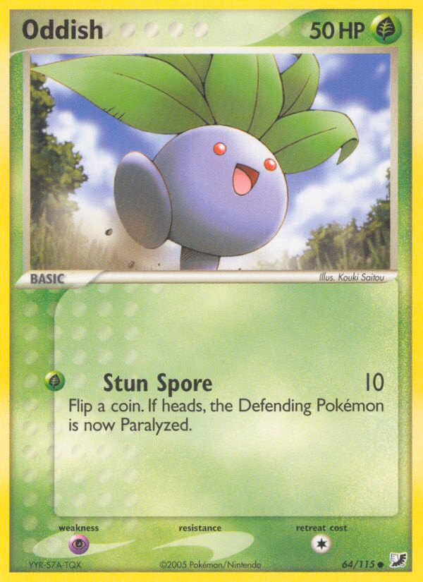 Oddish Pokemon card (64/115, Unseen Forces)