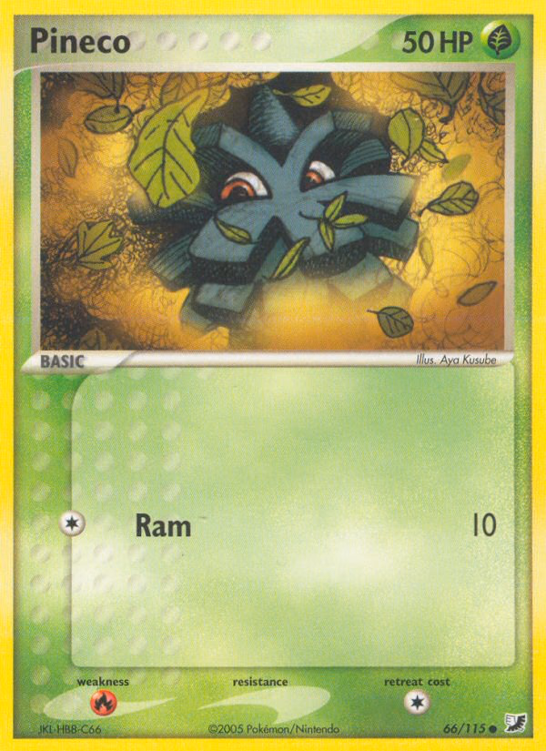 Pineco Pokemon card (66/115, Unseen Forces)