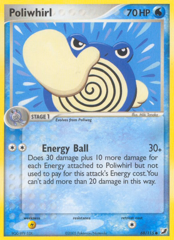 Poliwhirl Pokemon card (68/115, Unseen Forces)