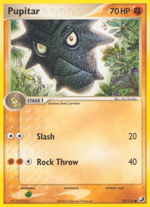 Pupitar Pokemon card (70/115, Unseen Forces)
