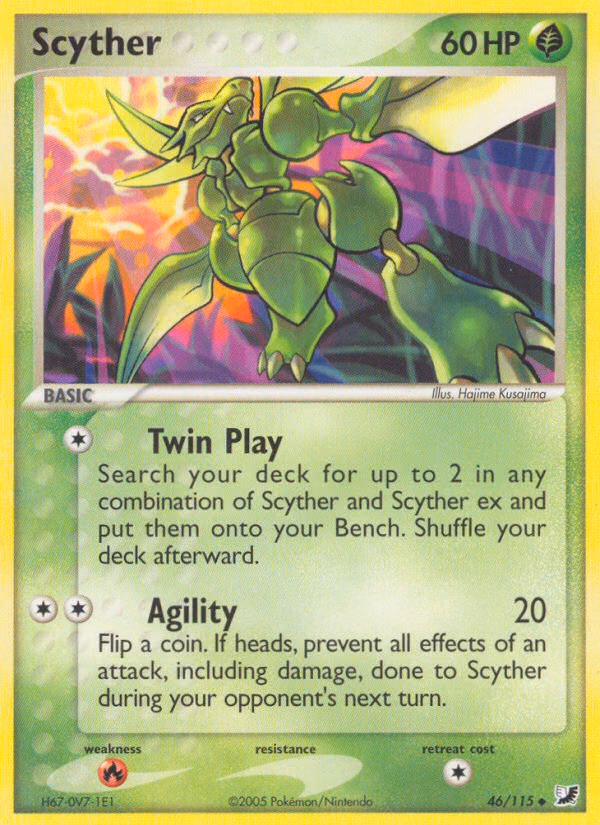 Scyther Pokemon card (46/115, Unseen Forces)