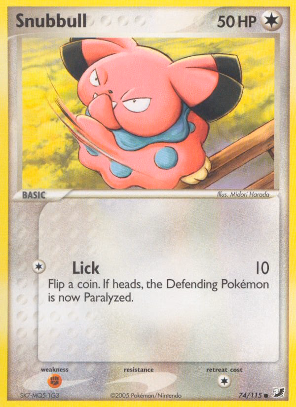 Snubbull Pokemon card (74/115, Unseen Forces)