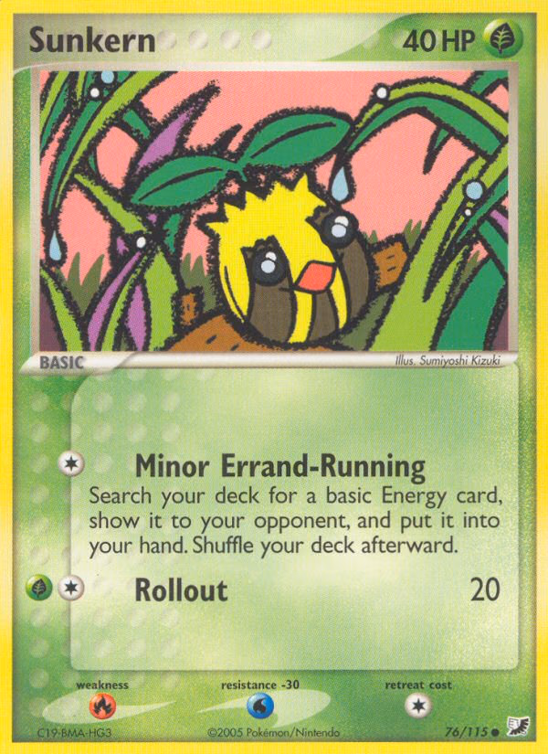 Sunkern Pokemon card (76/115, Unseen Forces)