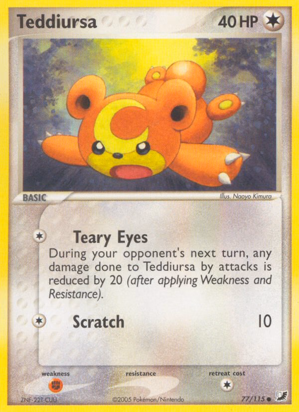 Teddiursa Pokemon card (77/115, Unseen Forces)