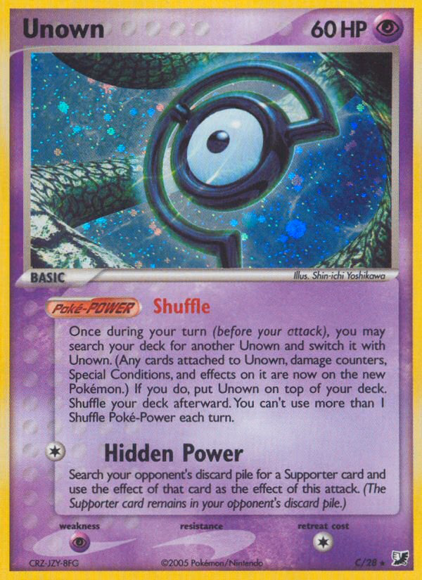 Unown Pokemon card (C/28, Unseen Forces)