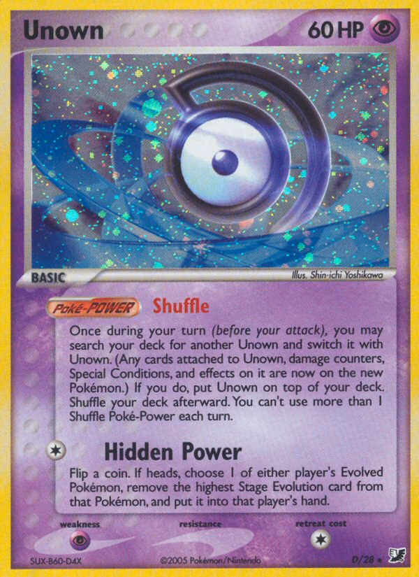Unown Pokemon card (D/28, Unseen Forces)
