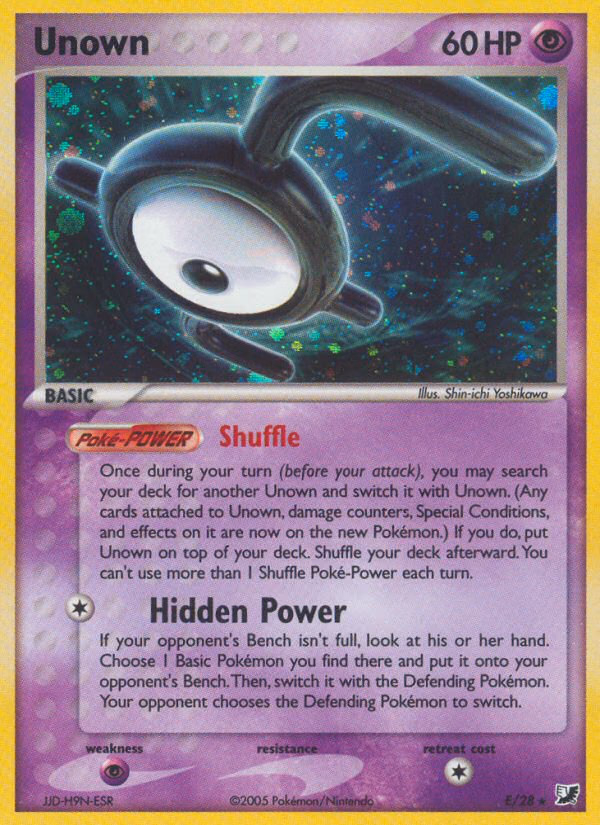Unown Pokemon card (E/28, Unseen Forces)