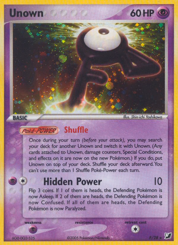 Unown Pokemon card (F/28, Unseen Forces)