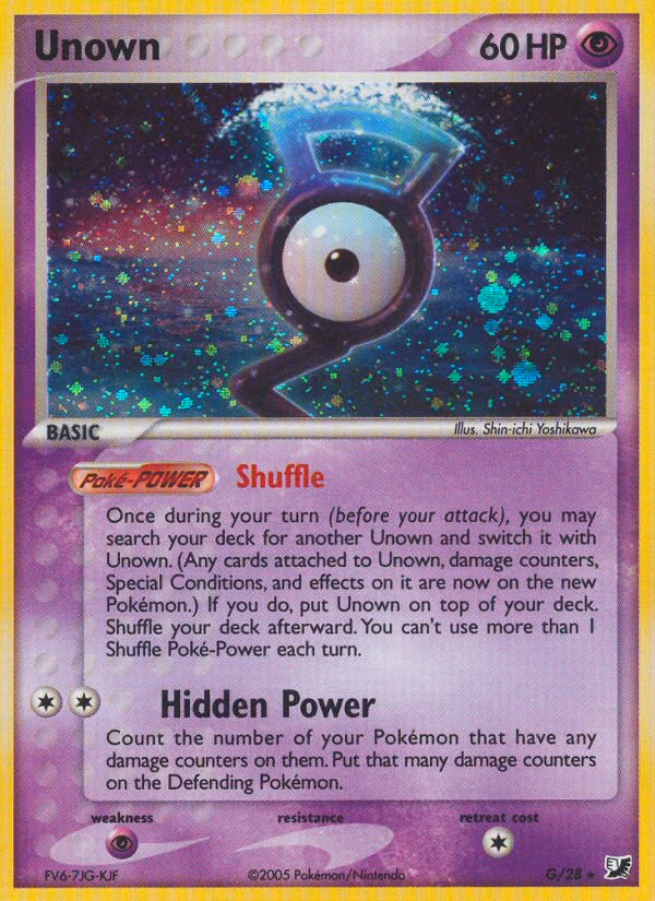 Unown Pokemon card (G/28, Unseen Forces)