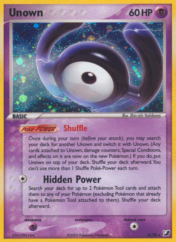 Unown Pokemon card (H/28, Unseen Forces)