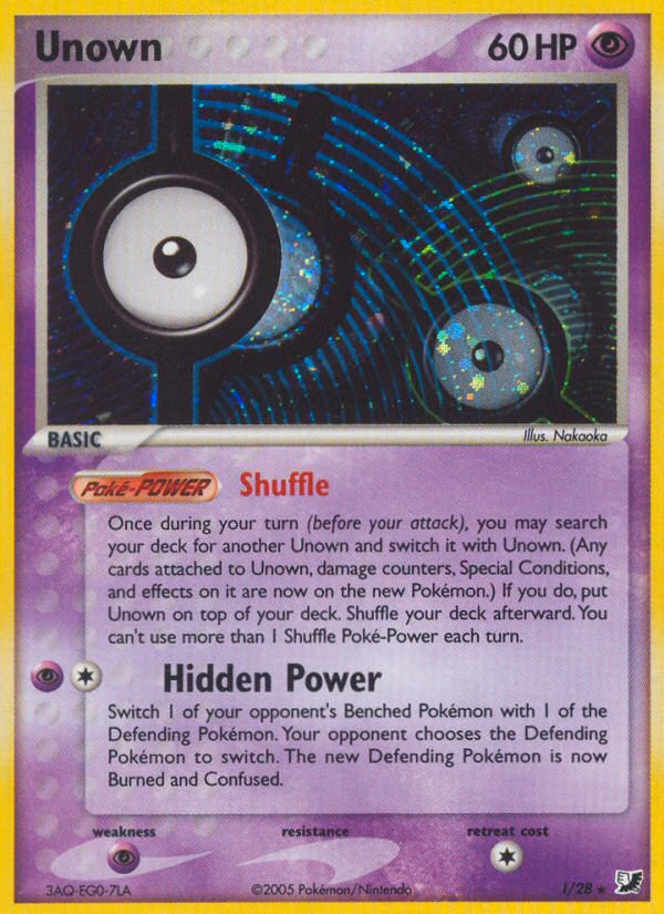 Unown Pokemon card (I/28, Unseen Forces)