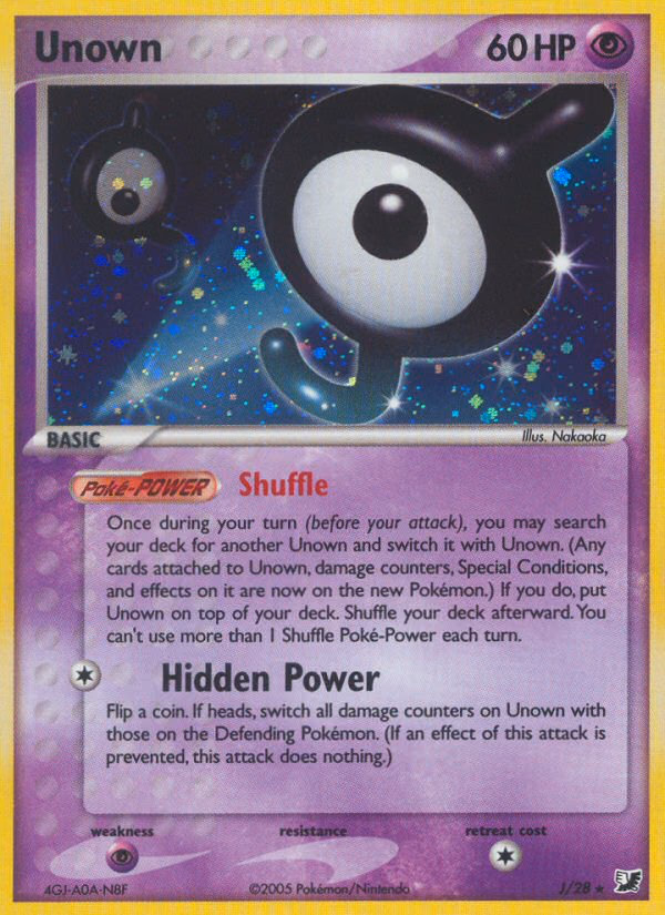 Unown Pokemon card (J/28, Unseen Forces)