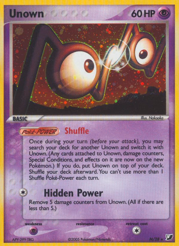 Unown Pokemon card (N/28, Unseen Forces)