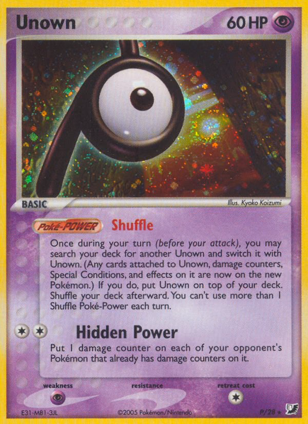 Unown Pokemon card (P/28, Unseen Forces)