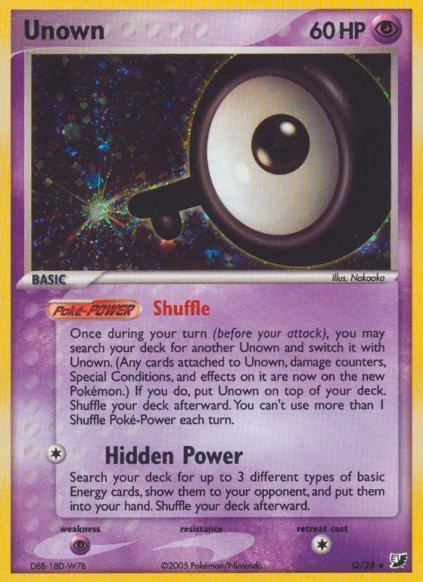 Unown Pokemon card (Q/28, Unseen Forces)
