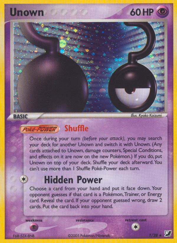 Unown Pokemon card (?/28, Unseen Forces)