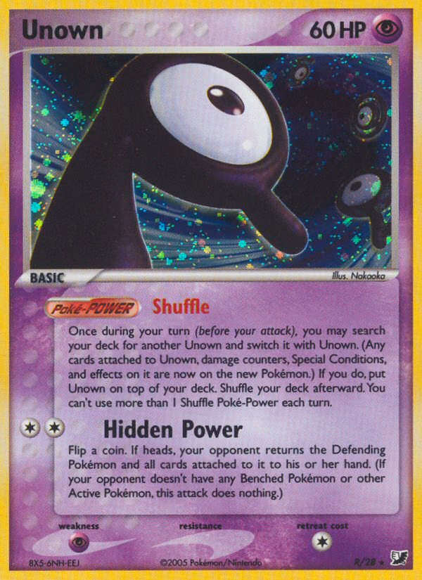 Unown Pokemon card (R/28, Unseen Forces)