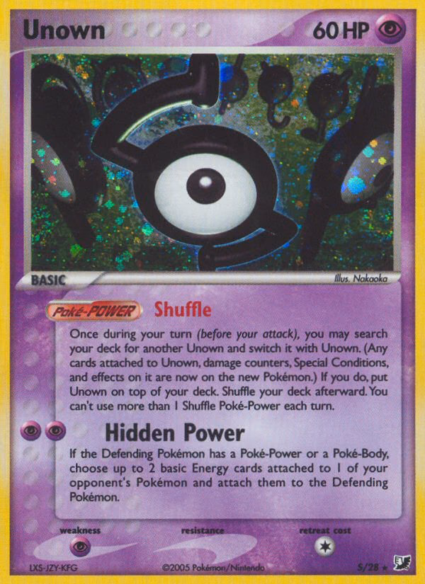 Unown Pokemon card (S/28, Unseen Forces)