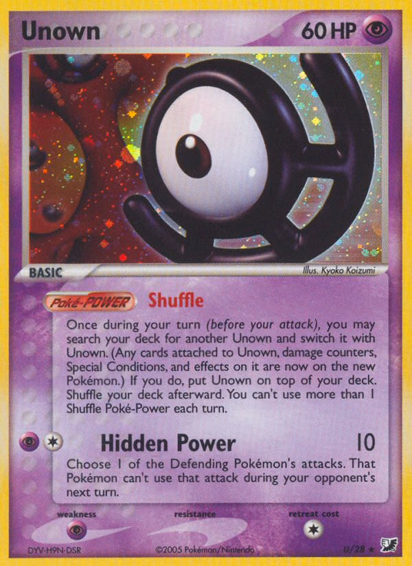 Unown Pokemon card (U/28, Unseen Forces)