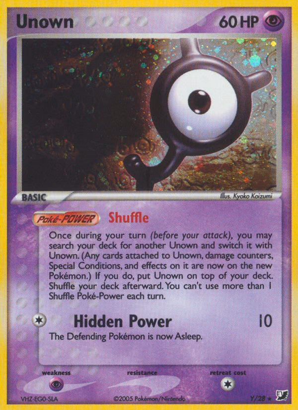 Unown Pokemon card (Y/28, Unseen Forces)