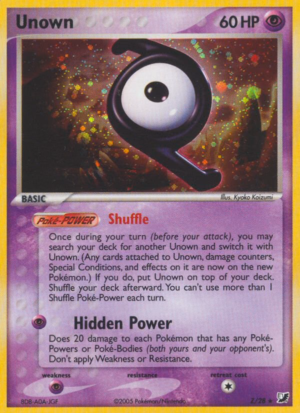 Unown Pokemon card (Z/28, Unseen Forces)