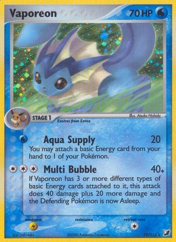 Vaporeon Pokemon card (19/115, Unseen Forces)