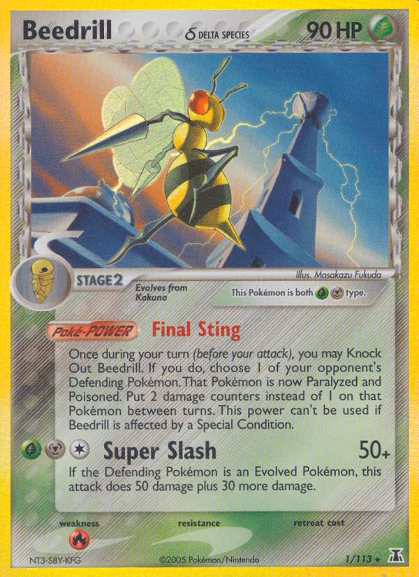 Beedrill δ Pokemon card (1/113, Delta Species)