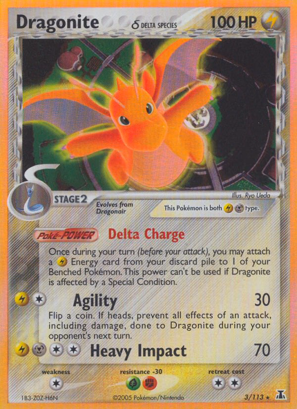 Dragonite δ Pokemon card (3/113, Delta Species)