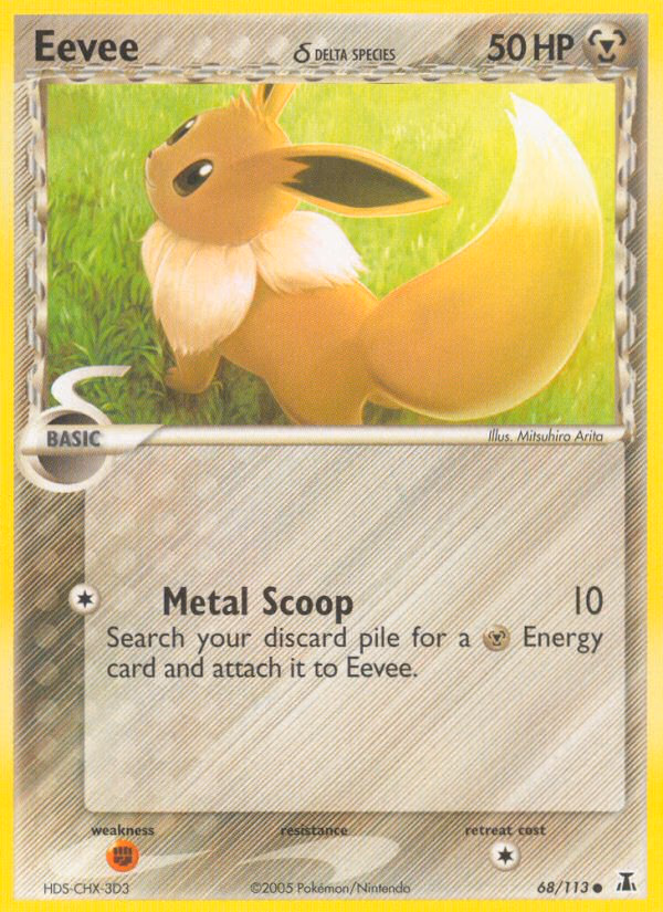 Eevee δ Pokemon card (68/113, Delta Species)