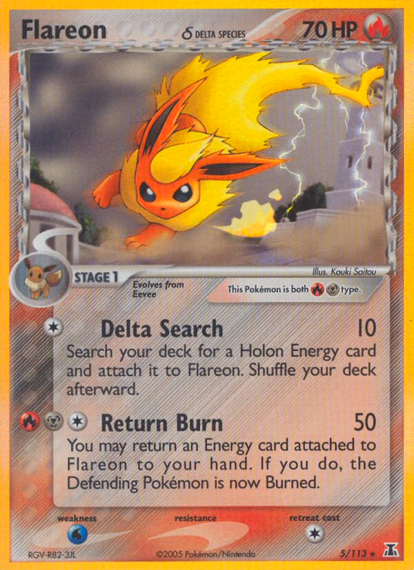 Flareon δ Pokemon card (5/113, Delta Species)