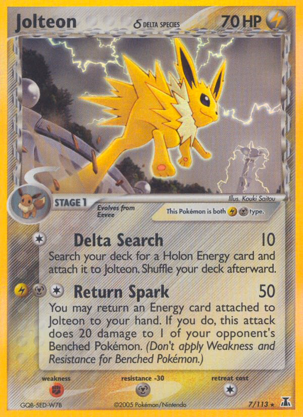 Jolteon δ Pokemon card (7/113, Delta Species)