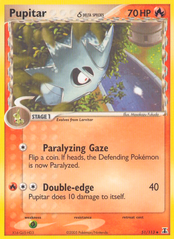 Pupitar δ Pokemon card (51/113, Delta Species)