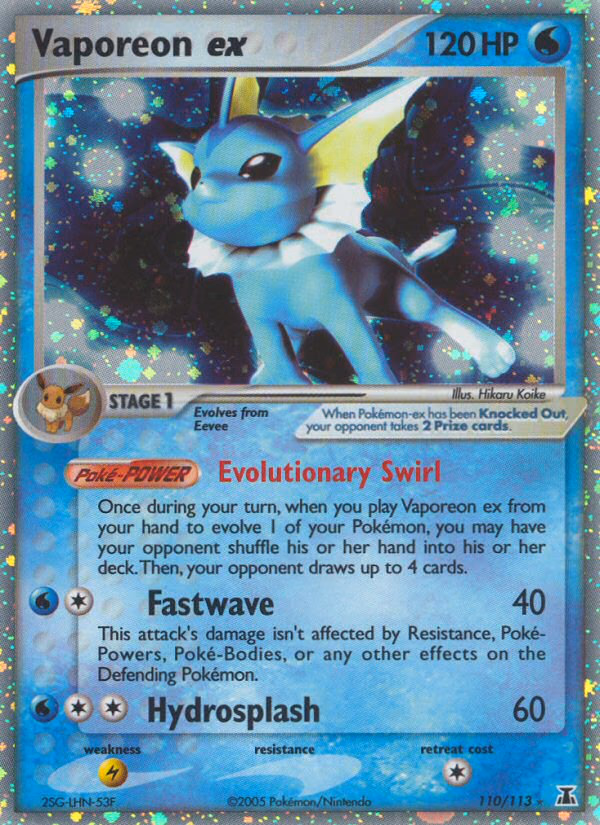 Vaporeon ex Pokemon card (110/113, Delta Species)