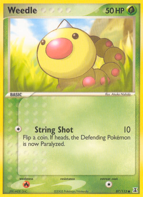 Weedle Pokemon card (87/113, Delta Species)