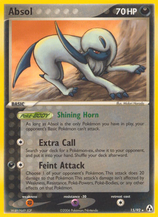 Absol Pokemon card (15/92, Legend Maker)