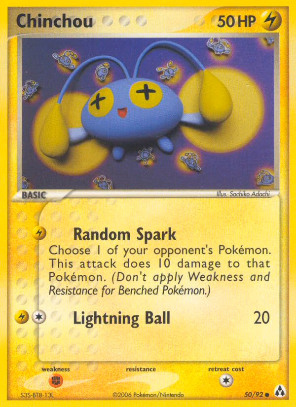 Chinchou Pokemon card (50/92, Legend Maker)