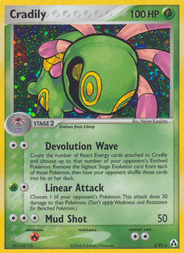 Cradily Pokemon card (3/92, Legend Maker)