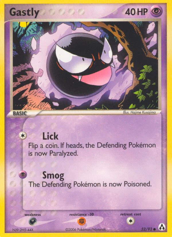 Gastly Pokemon card (52/92, Legend Maker)