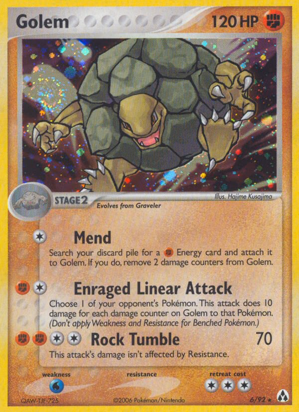Golem Pokemon card (6/92, Legend Maker)