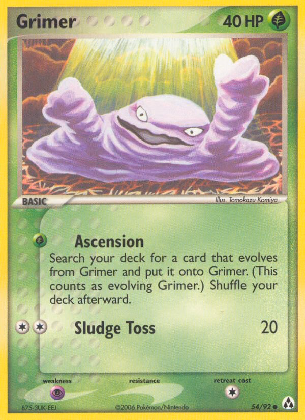 Grimer Pokemon card (54/92, Legend Maker)