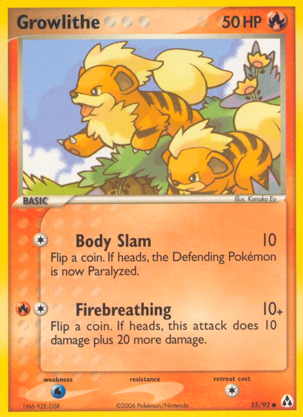 Growlithe Pokemon card (55/92, Legend Maker)
